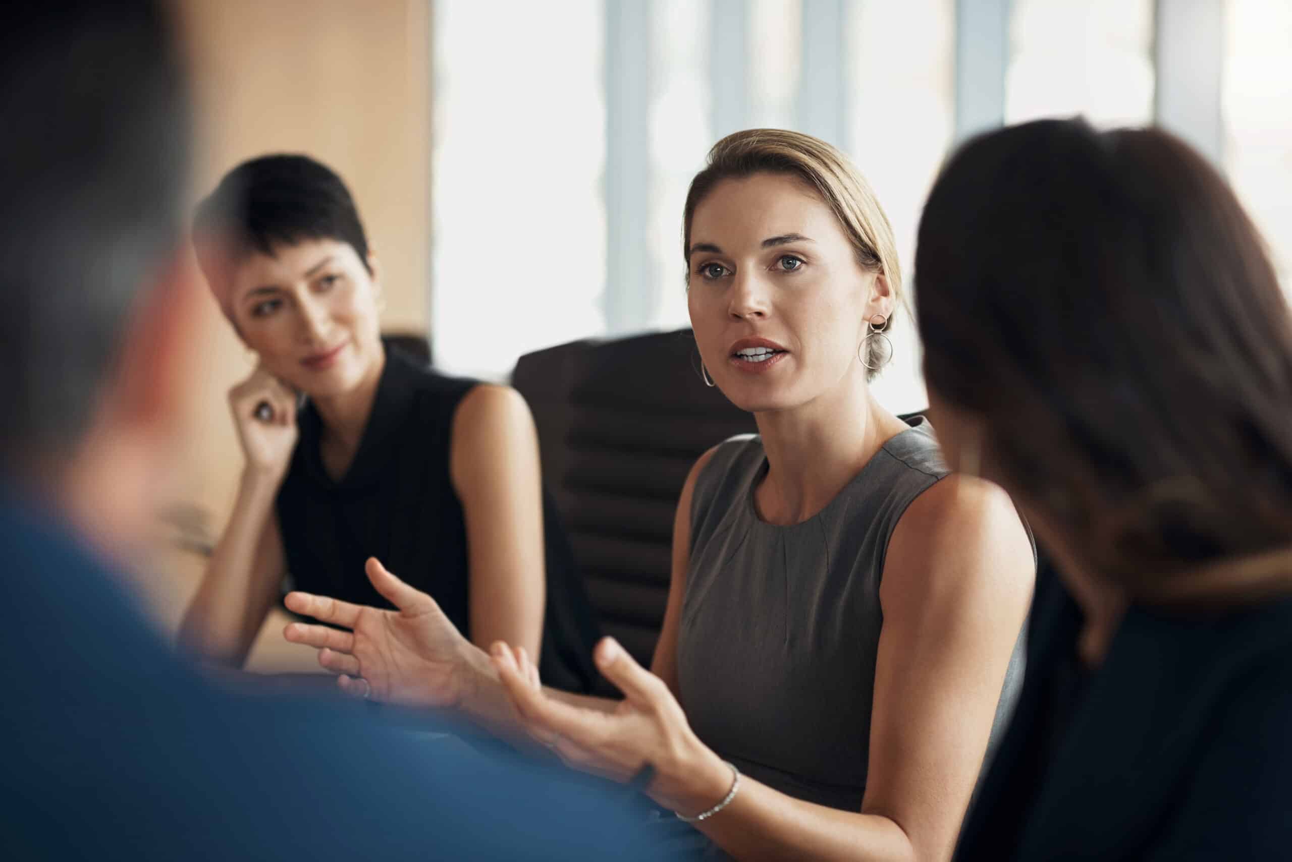 Female manager leading a company discussion